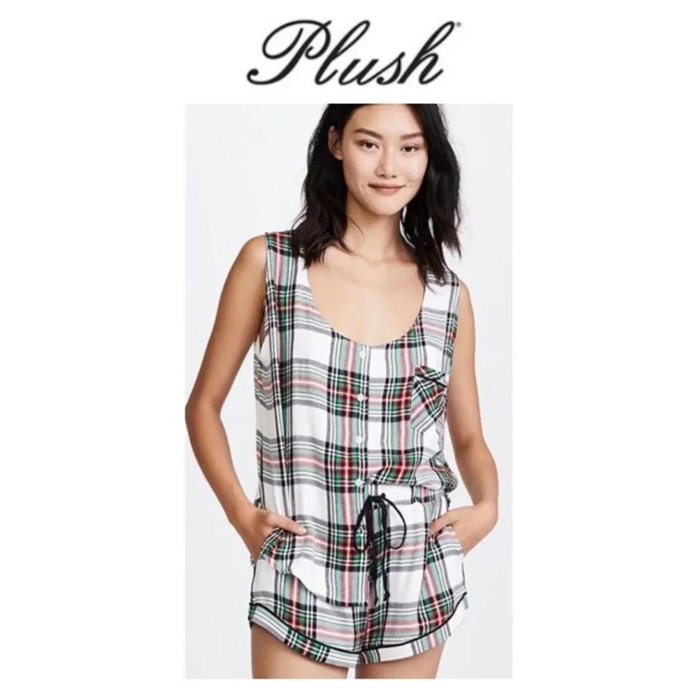 Plush Ultra Soft Plaid Woven Pajama Set